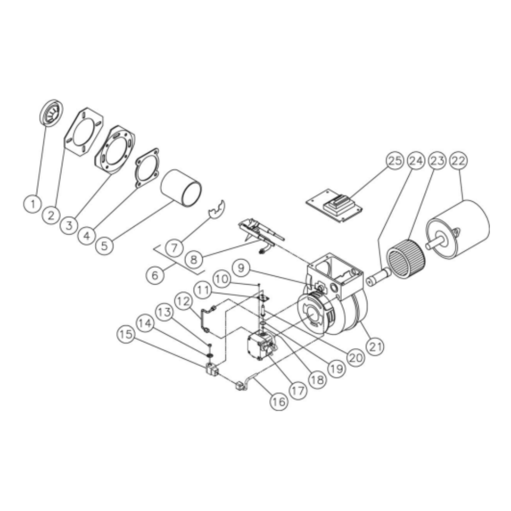 Burner Diagram and Parts List for HHS-1003-2E1G  Mi-T-M Pressure Washer