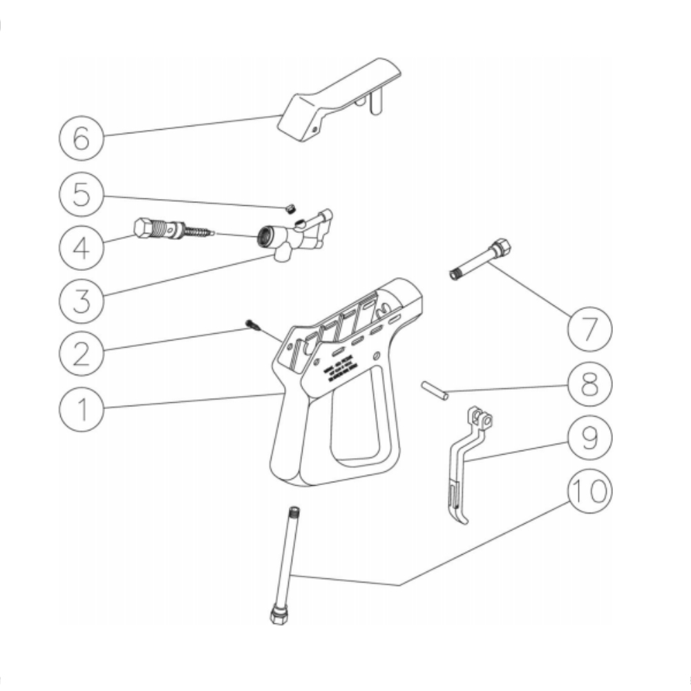 Gun Diagram and Parts List for HS-3506-0MGH  Mi-T-M Pressure Washer
