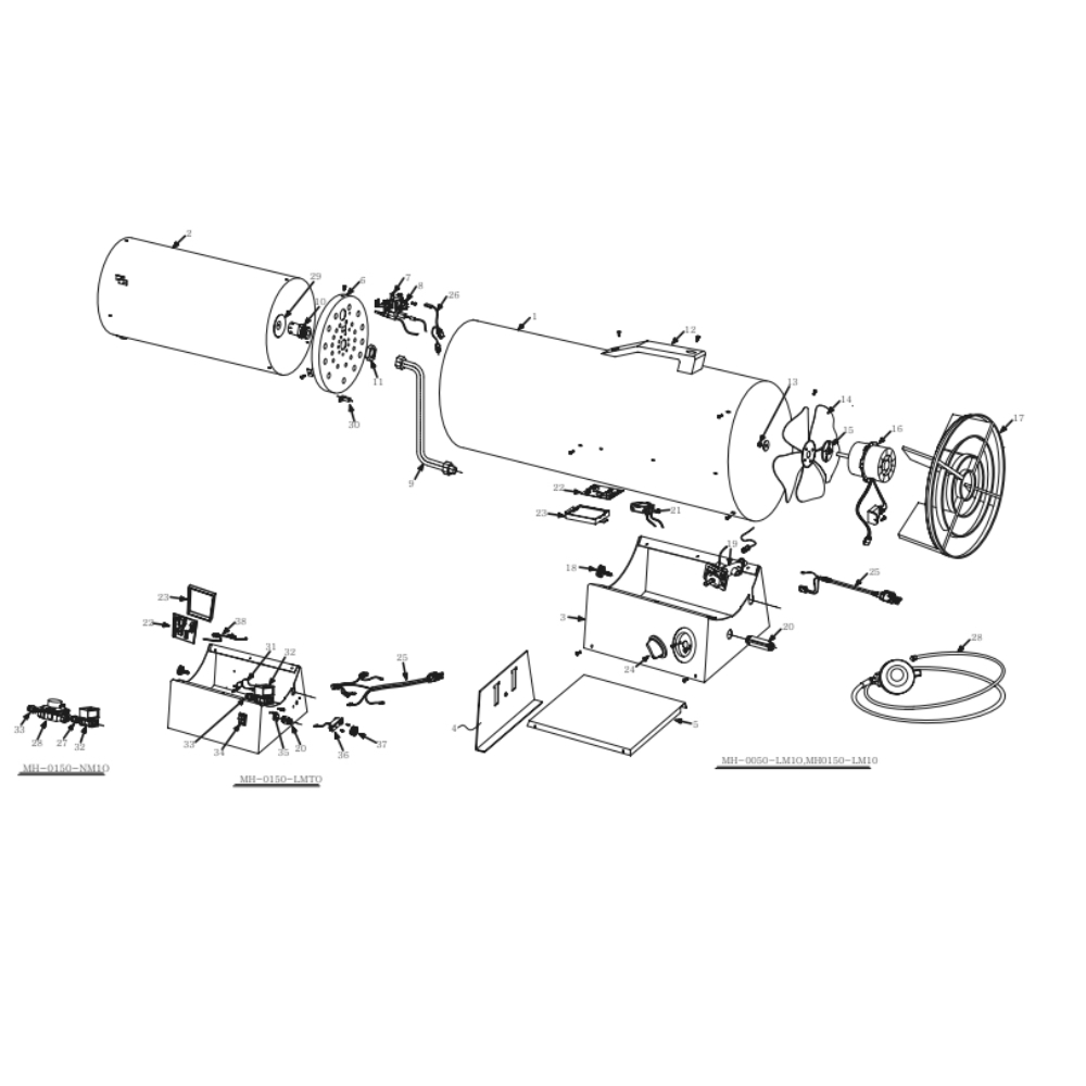Frame Diagram and Parts List for MH-0060-LM10  Mi-T-M Heater
