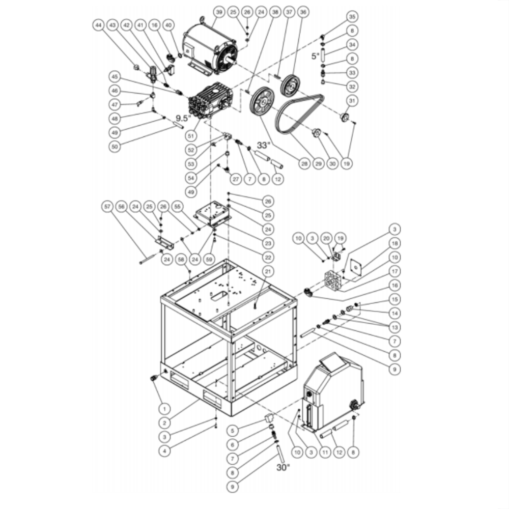 Motor Base Diagram and Parts List for HG-1805-3208  Mi-T-M Pressure Washer