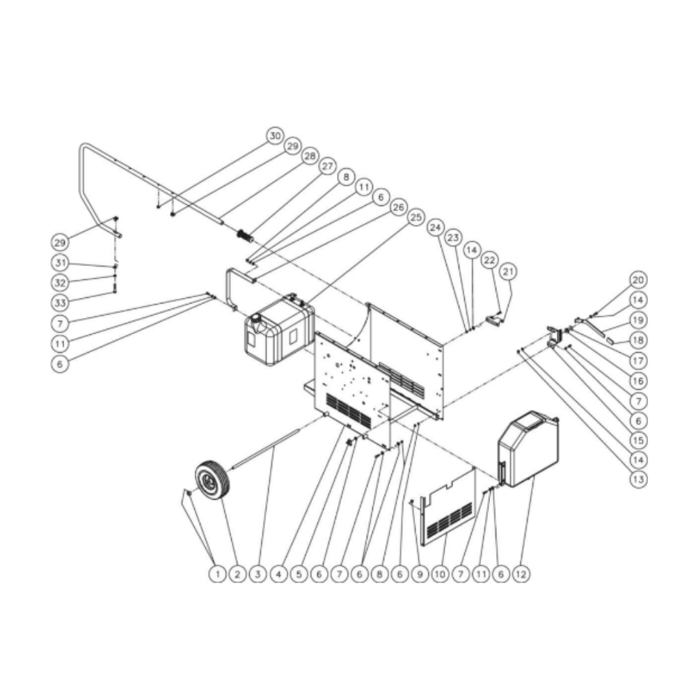 Chassis Diagram and Parts List for HHD-3004-0E9G  Mi-T-M Pressure Washer