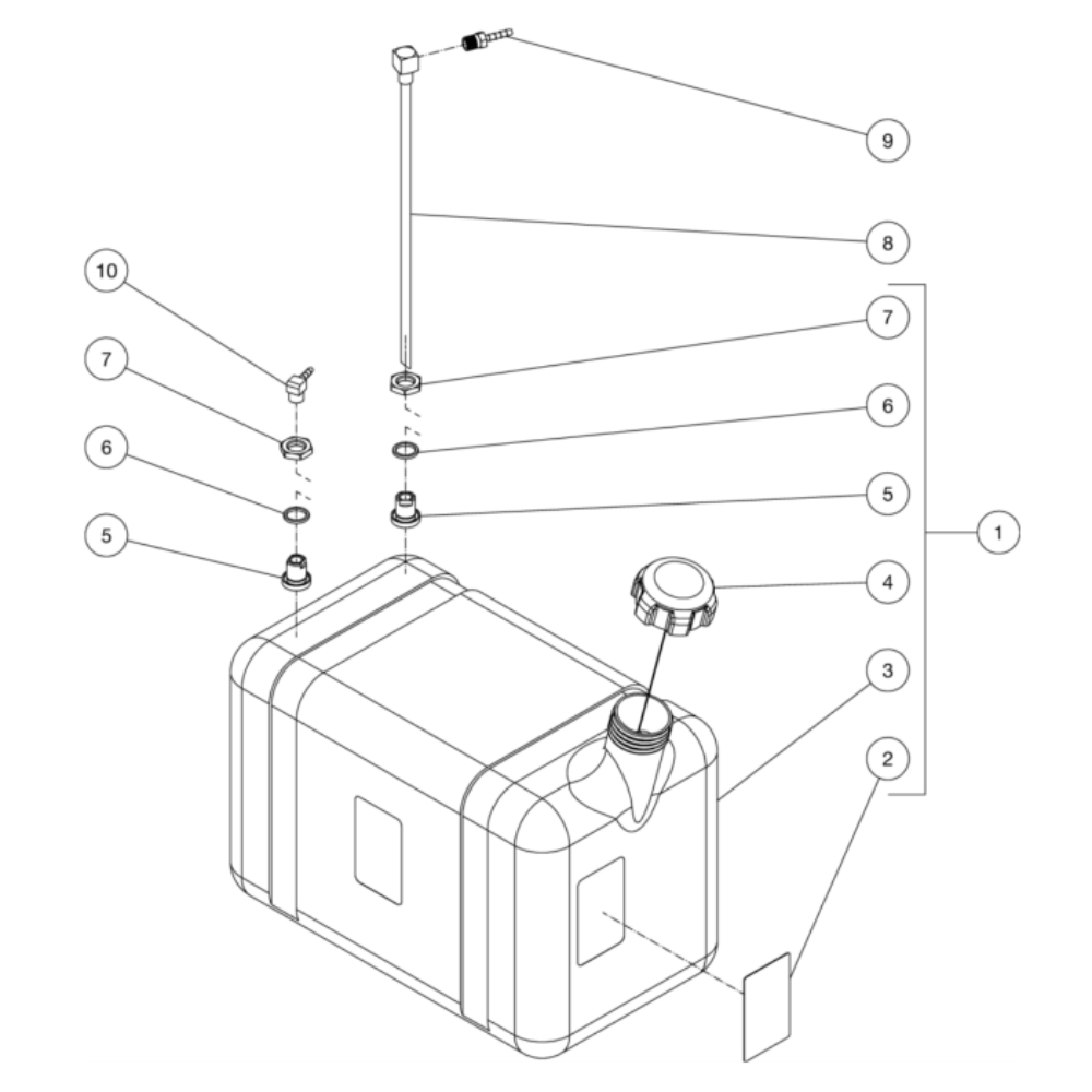 Gas Tank Diagram and Parts List for HS-3506-1MGH  Mi-T-M Pressure Washer