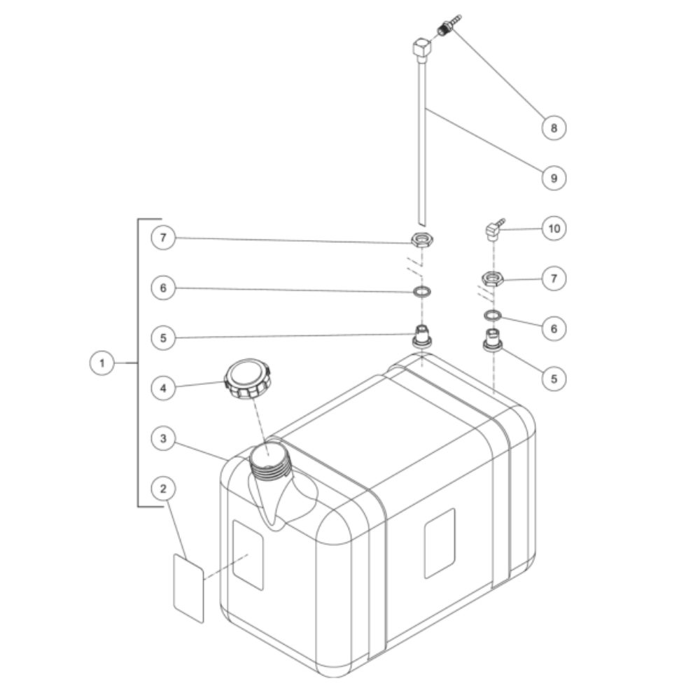 Burner Fuel Tank Diagram and Parts List for HS-3505-0MGV  Mi-T-M Pressure Washer