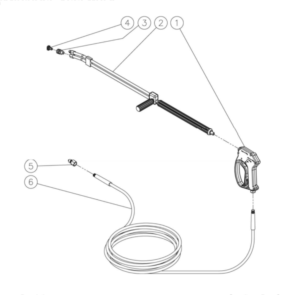 Gun/Wand/Hose Diagram and Parts List for HS-3505-0MDK  Mi-T-M Pressure Washer