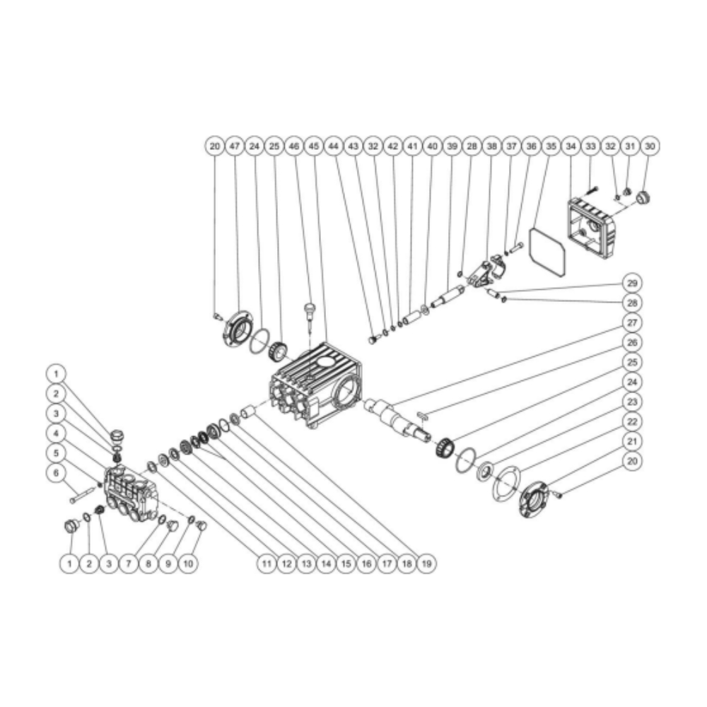 Pump Diagram and Parts List for HHD-3005-0E5G  Mi-T-M Pressure Washer