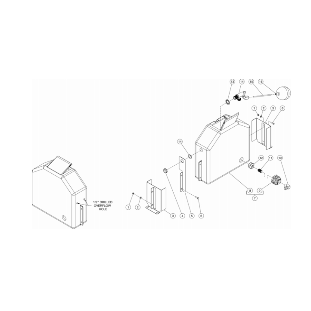 Float Tank Diagram and Parts List for HG-1805-3230  Mi-T-M Pressure Washer