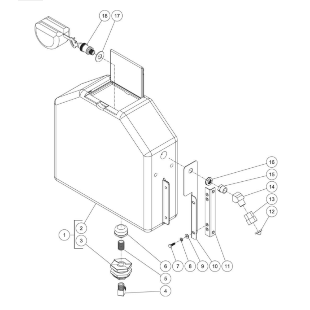 Float Tank Diagram and Parts List for HHS-1002-1E1G  Mi-T-M Pressure Washer