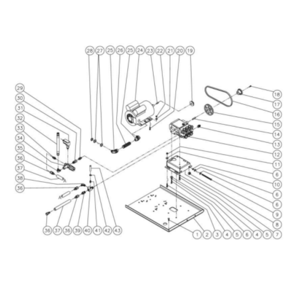 Motor/Pump Diagram and Parts List for HHS-1003-0E1A  Mi-T-M Pressure Washer
