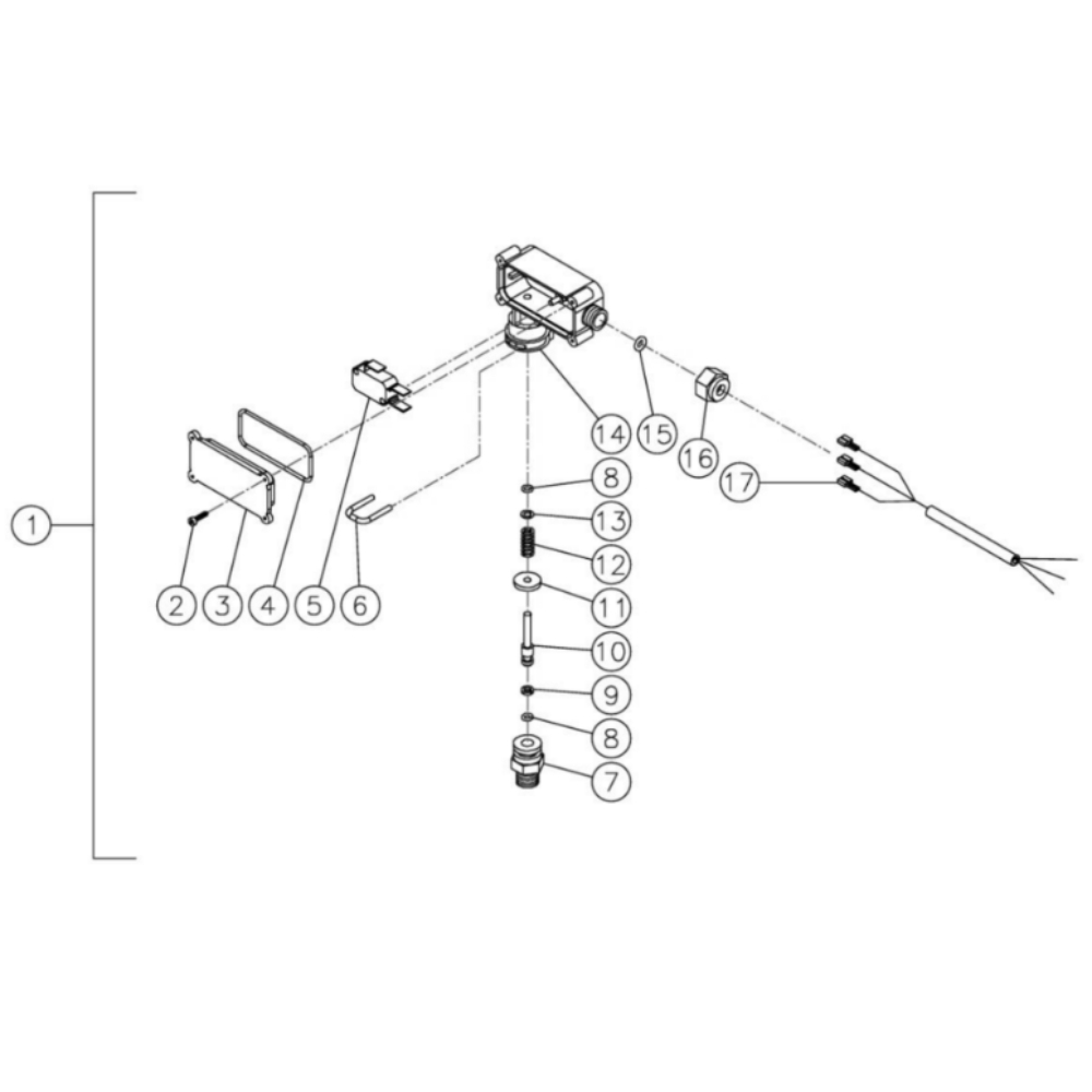 Pressure Switch Diagram and Parts List for HHS-2004-2E2G  Mi-T-M Pressure Washer