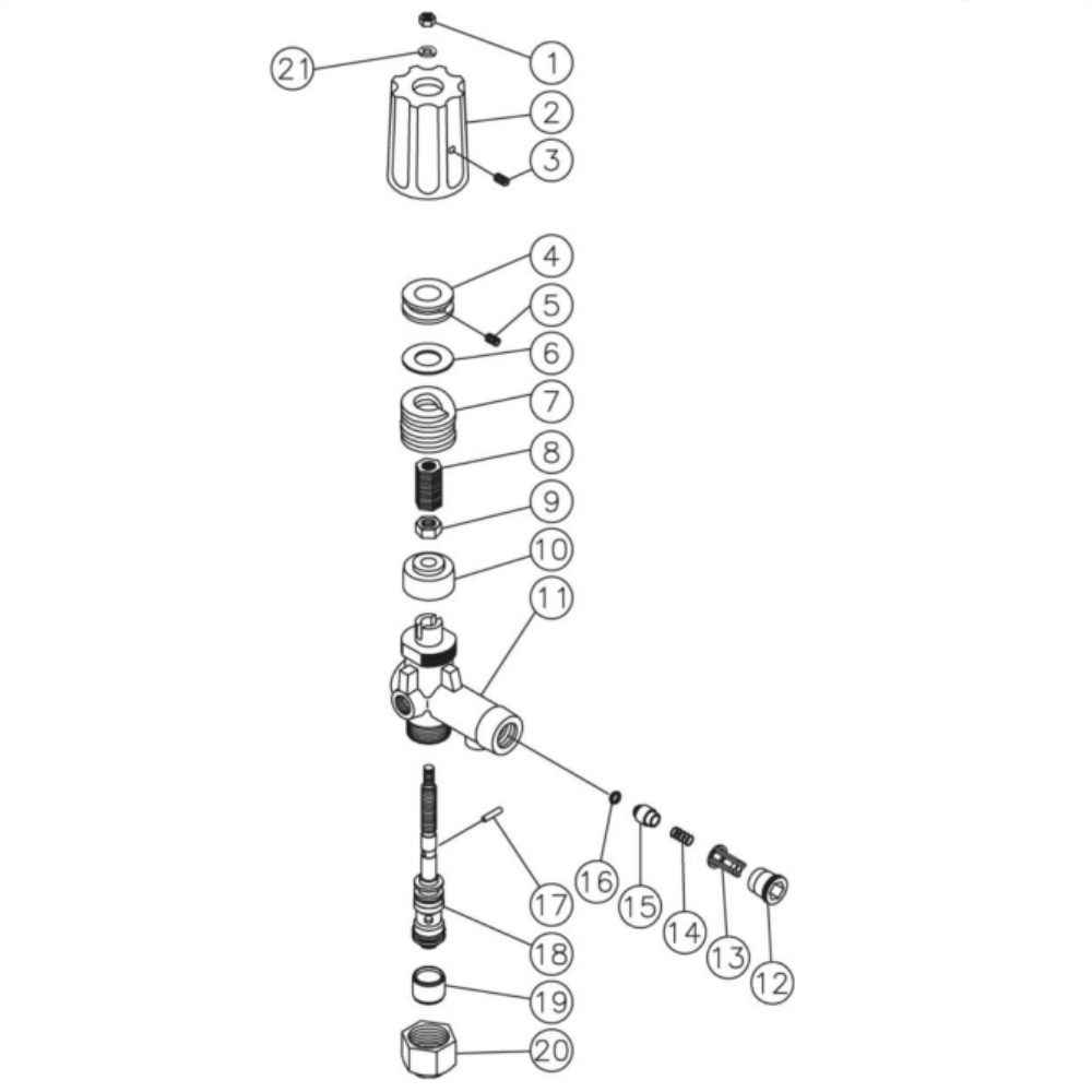 Unloader Diagram and Parts List for HG-1805-3460  Mi-T-M Pressure Washer