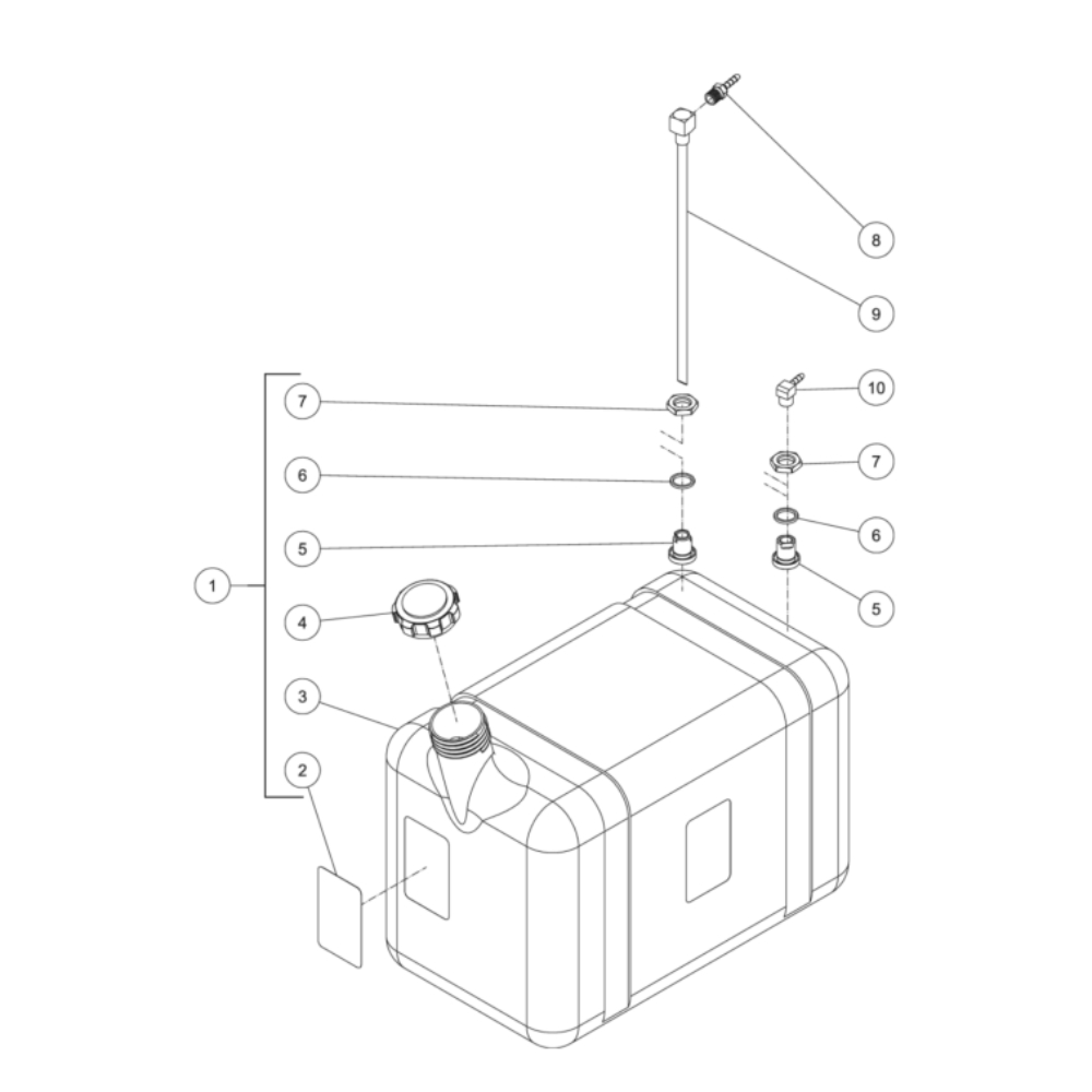 Burner Fuel Tank Diagram and Parts List for HDS-3505-1H6G  Mi-T-M Pressure Washer