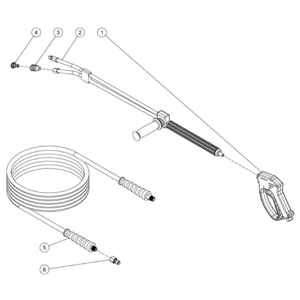 Gun/Wand/Hose Diagram and Parts List for HHS-2004-2E2G  Mi-T-M Pressure Washer