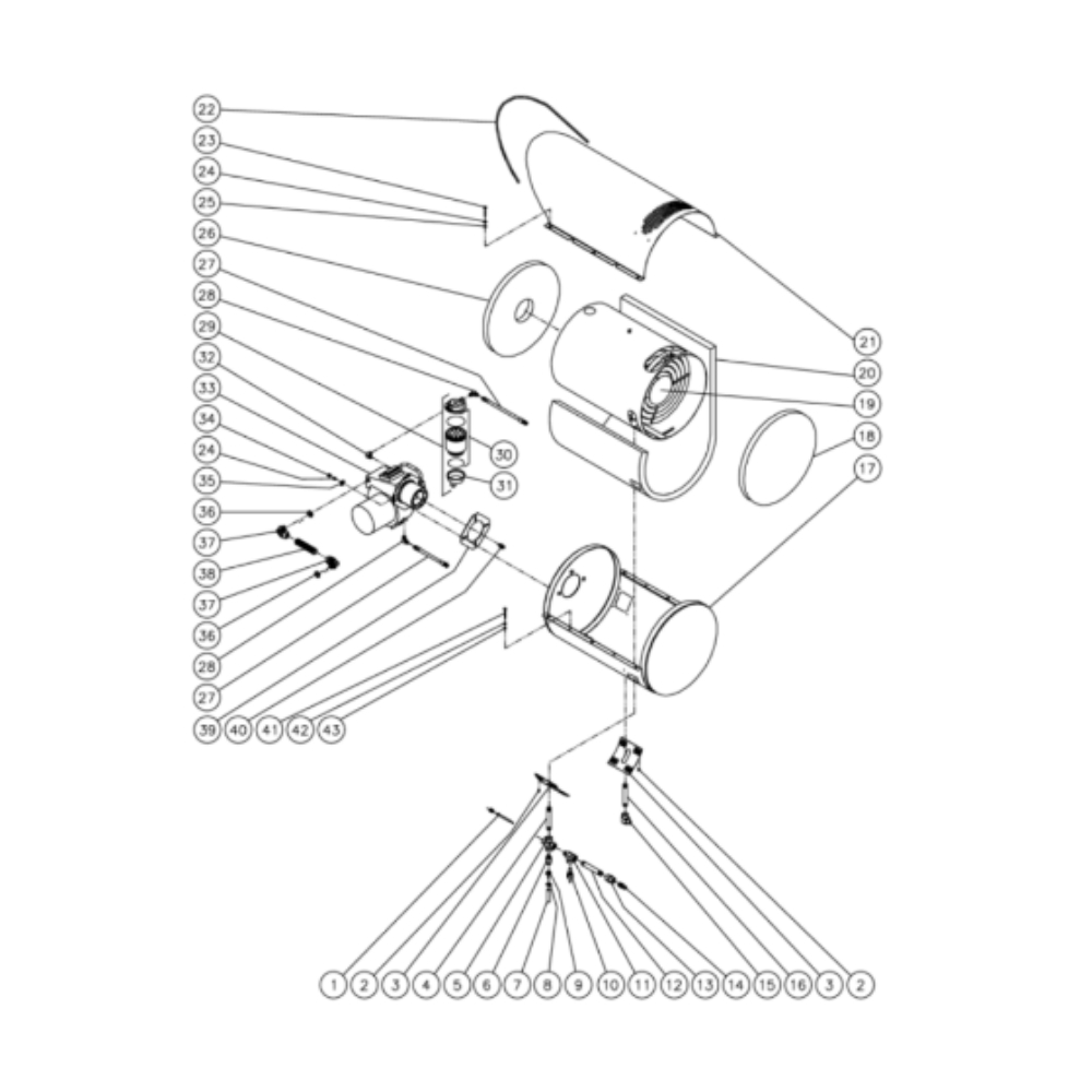 Heat Exchanger Diagram and Parts List for HHD-3005-0E9G  Mi-T-M Pressure Washer