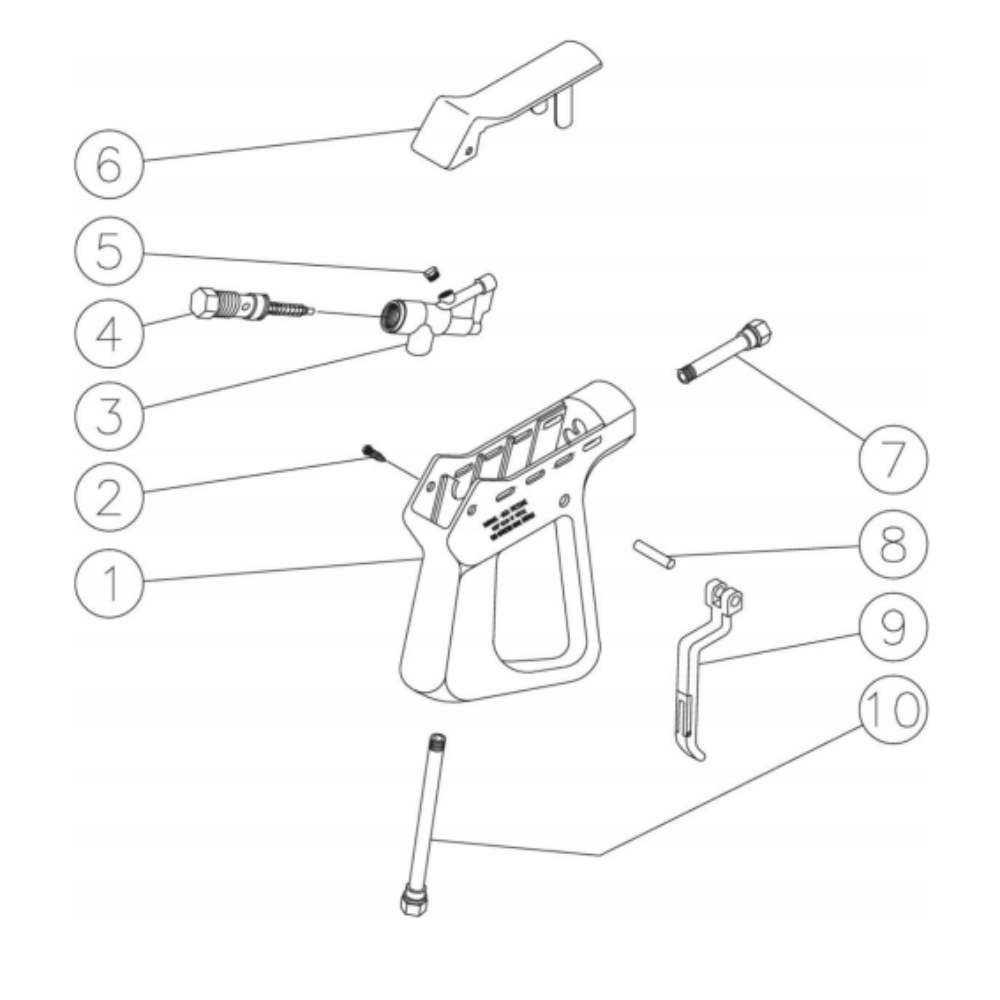 Gun Diagram and Parts List for HHS-2004-0E3G  Mi-T-M Pressure Washer