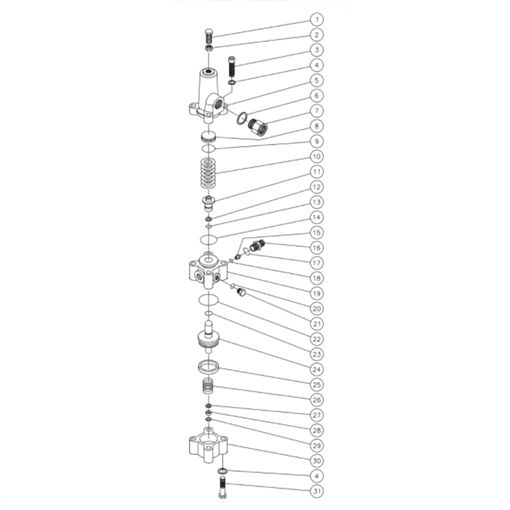 Unloader Diagram and Parts List for HS-3005-CMV2GASOLINE-DIESEL  Mi-T-M Pressure Washer