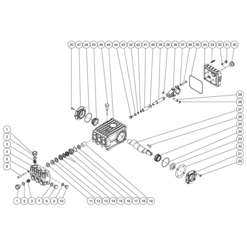 Pump Diagram and Parts List for HHS-3005-1E3G  Mi-T-M Pressure Washer