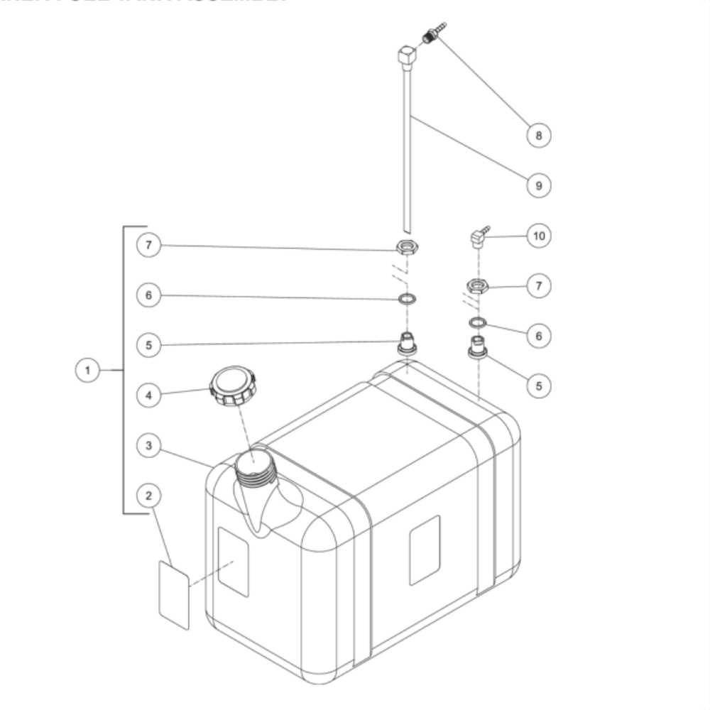 Burner Fuel Tank Diagram and Parts List for HS-3505-0MGH  Mi-T-M Pressure Washer