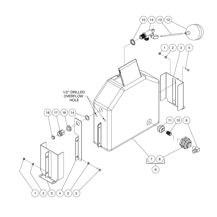 Float Tank Diagram and Parts List for HDC-4004-0K6A  Mi-T-M Pressure Washer