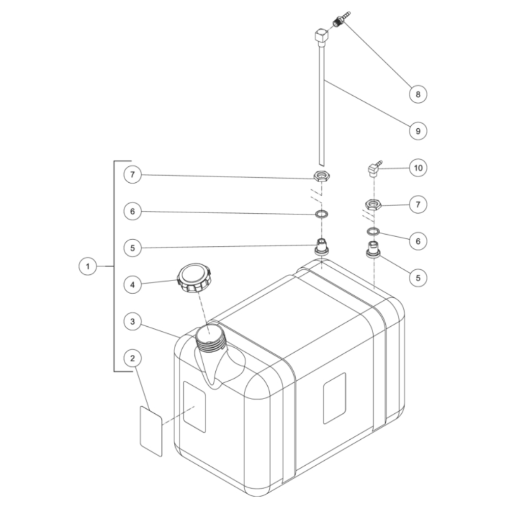 Burner Fuel Tank Diagram and Parts List for HS-3005-0MGK  Mi-T-M Pressure Washer