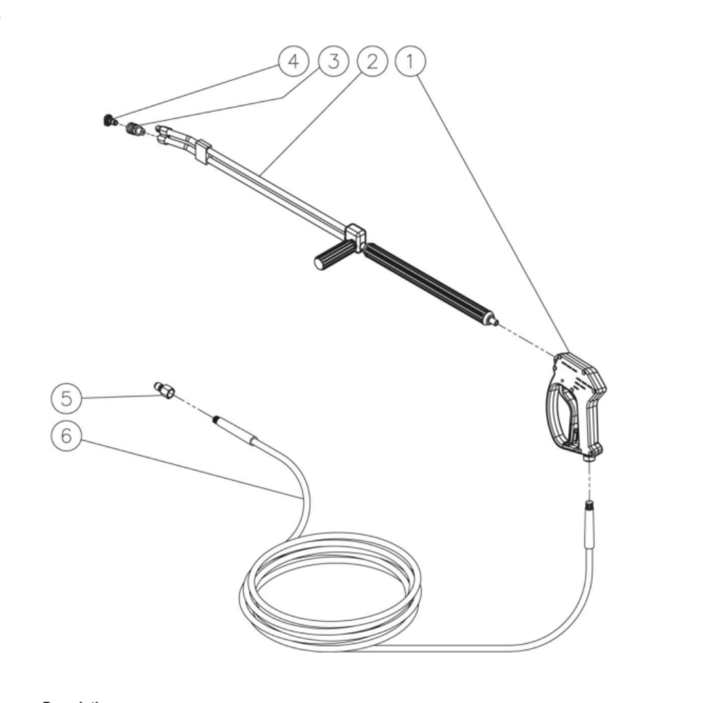 Gun/Wand/Hose Diagram and Parts List for HDS-4005-2H6G  Mi-T-M Pressure Washer