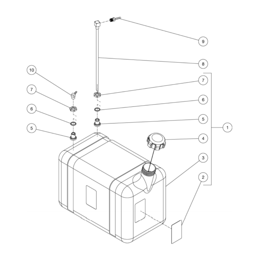Gas Tank Diagram and Parts List for HS-3505-0MGV  Mi-T-M Pressure Washer