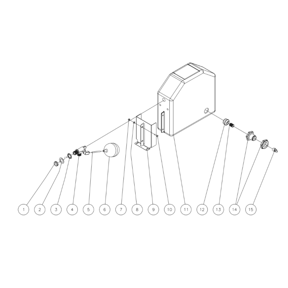 Float Tank Diagram and Parts List for HEG  Mi-T-M Pressure Washer