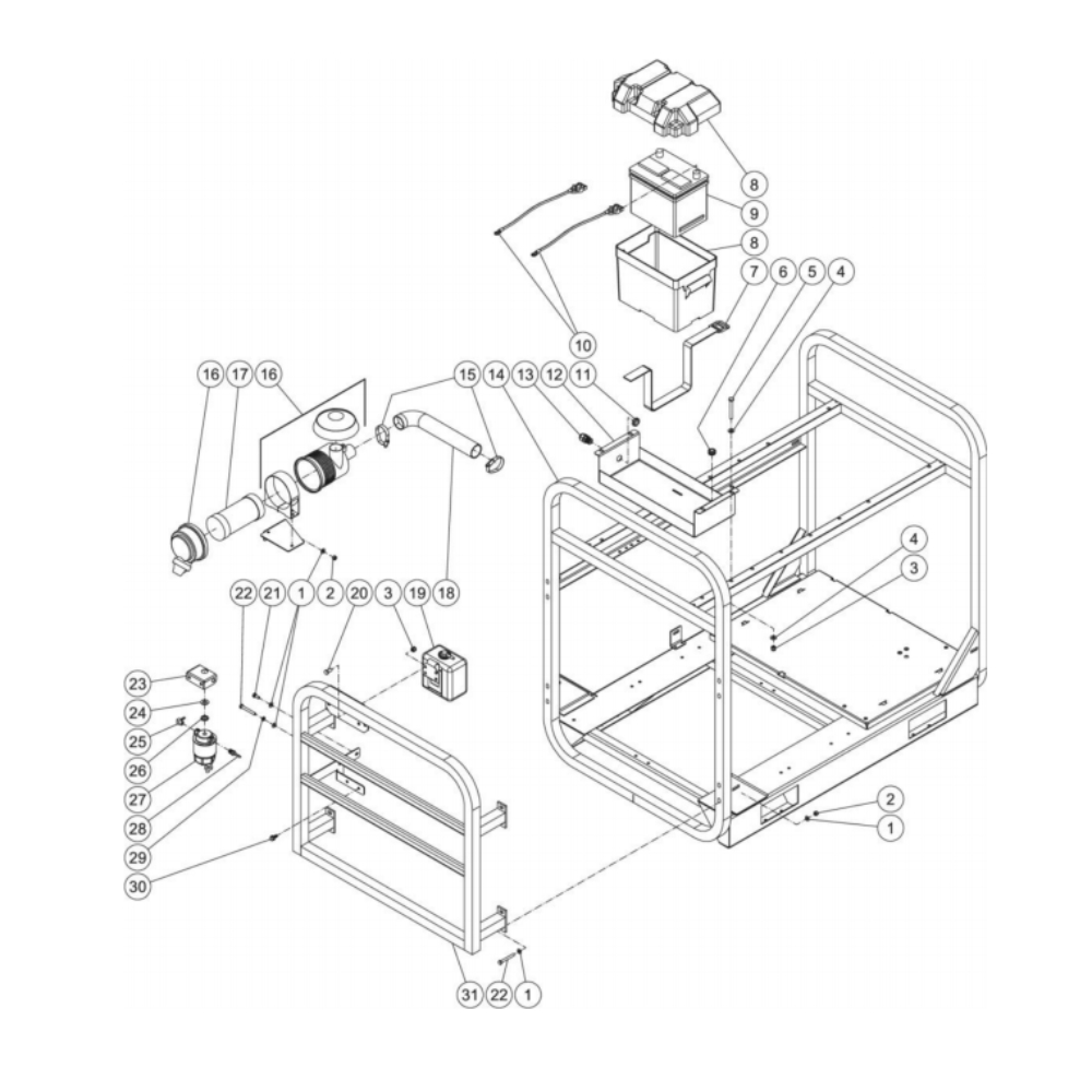 Frame Diagram and Parts List for HDS-4005-0B7G  Mi-T-M Pressure Washer