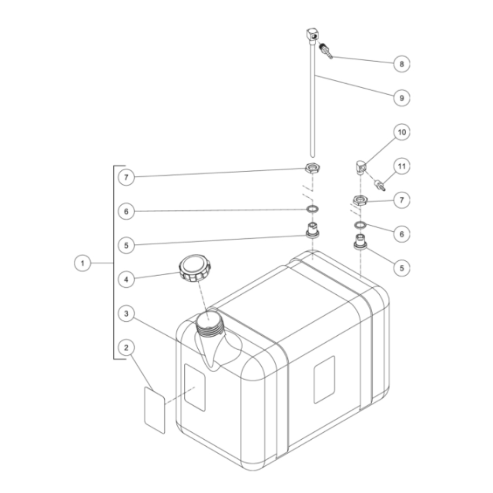 Diesel Fuel Tank Diagram and Parts List for HDS-3505-0V6A  Mi-T-M Pressure Washer