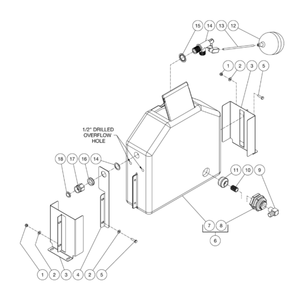 Float Tank Diagram and Parts List for HDS-3505-0K6A  Mi-T-M Pressure Washer