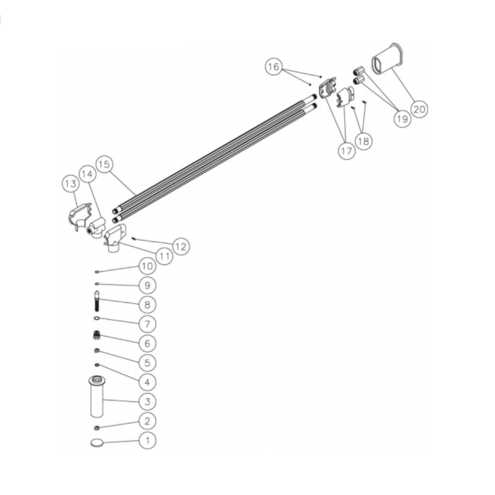 Angled Lance Diagram and Parts List for HG-3004-3208  Mi-T-M Pressure Washer
