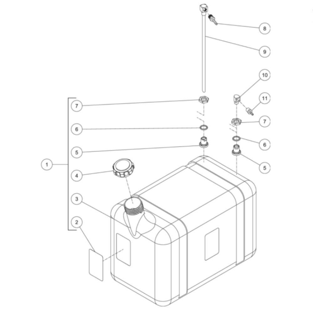 Diesel Fuel Tank Diagram and Parts List for HVS-3505-0B7G  Mi-T-M Pressure Washer