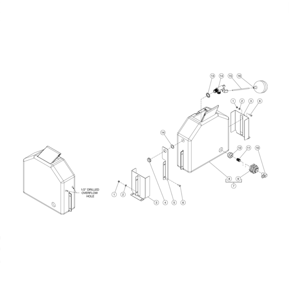 Float Tank Diagram and Parts List for HG-3004-3208  Mi-T-M Pressure Washer