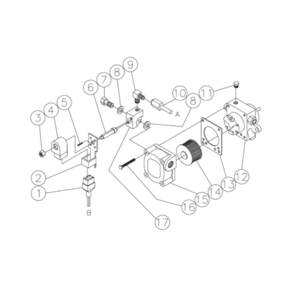 Fuel Pump/Solenoid Diagram and Parts List for HHD-3005-0E3G  Mi-T-M Pressure Washer
