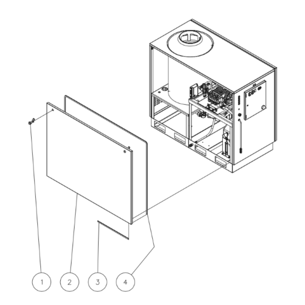 Stainless Steel Box Panel Diagram and Parts List for HEG  Mi-T-M Pressure Washer