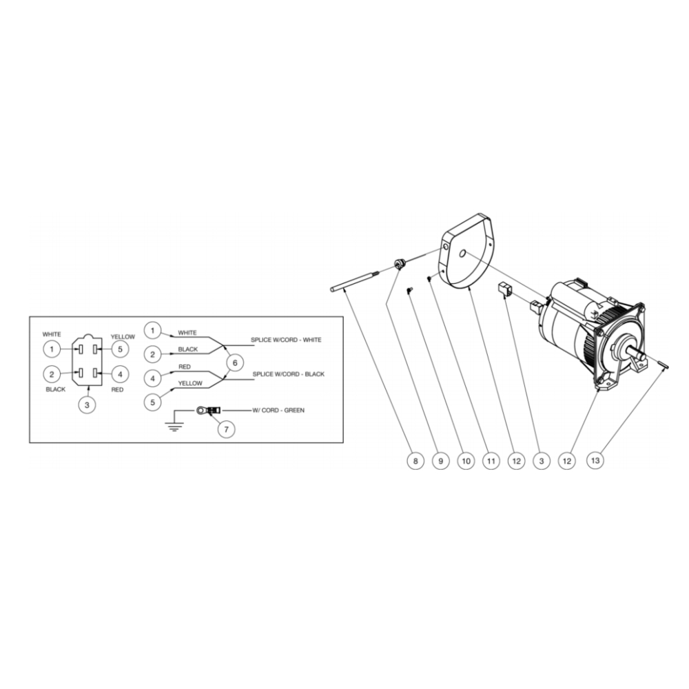 Alternator Diagram and Parts List for HS-3504-0MGK  Mi-T-M Pressure Washer