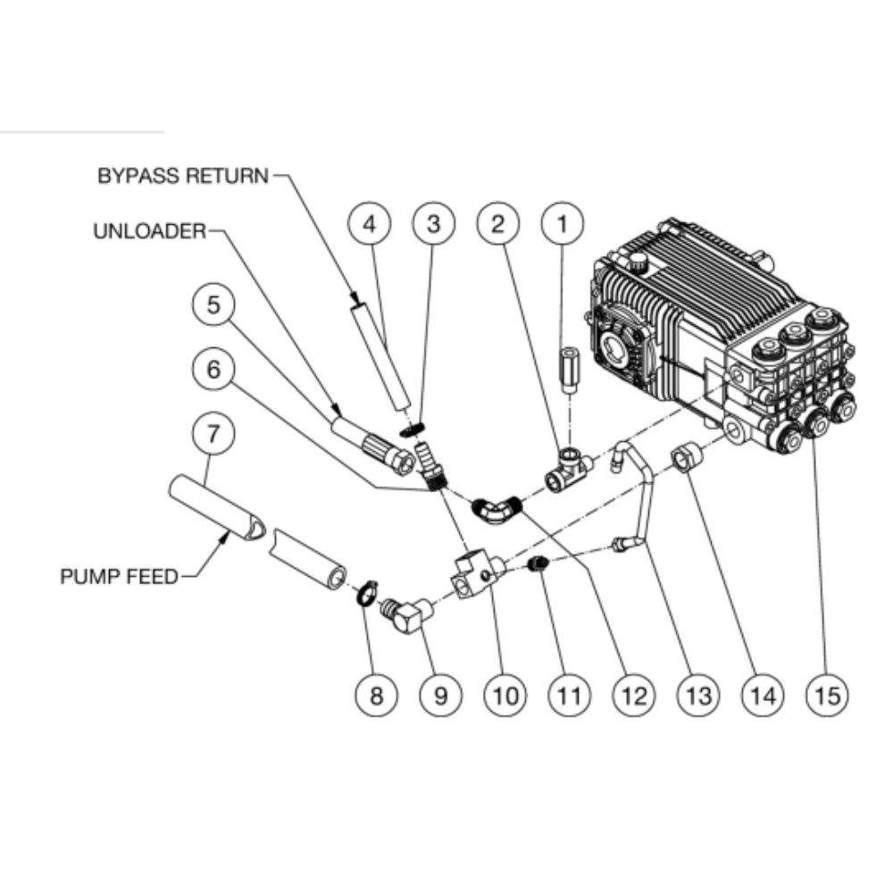 Pump Plumbing Diagram and Parts List for HS-4004-1MAH  Mi-T-M Pressure Washer