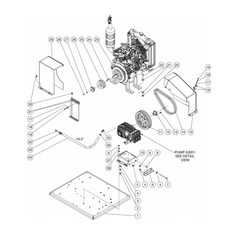 Isolation Plate Diagram and Parts List for HDC-3505-0B7G  Mi-T-M Pressure Washer