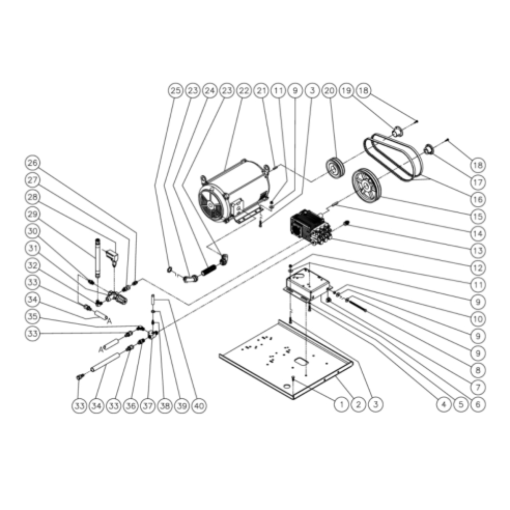Motor/Pump Diagram and Parts List for HHS-2004-0E2A  Mi-T-M Pressure Washer