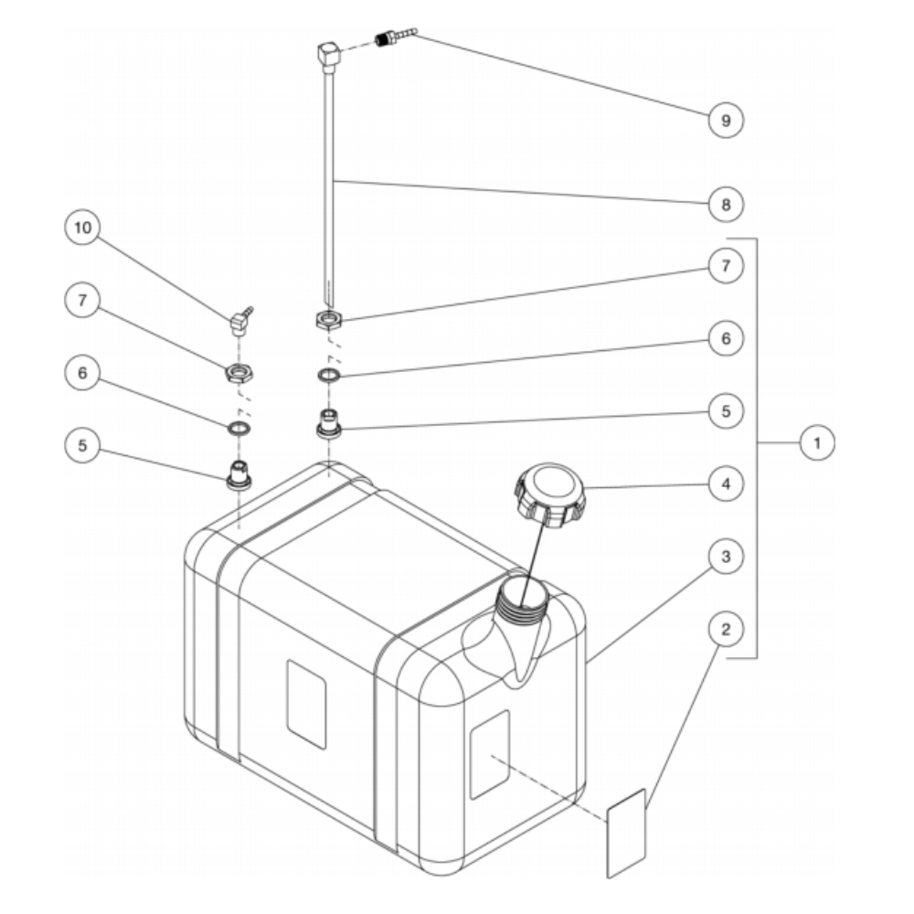 Gas Tank Diagram and Parts List for HS-4004-0MAV  Mi-T-M Pressure Washer