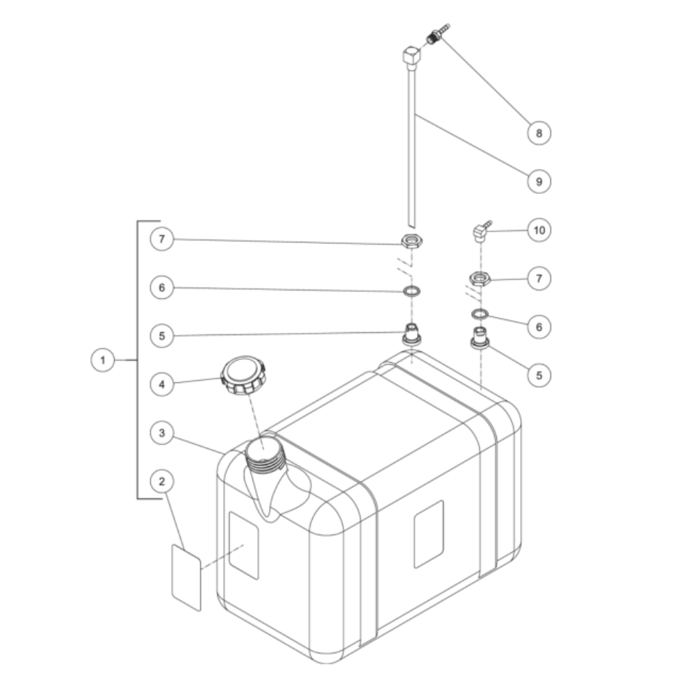Burner Fuel Tank Diagram and Parts List for HS-3506-1MGH  Mi-T-M Pressure Washer