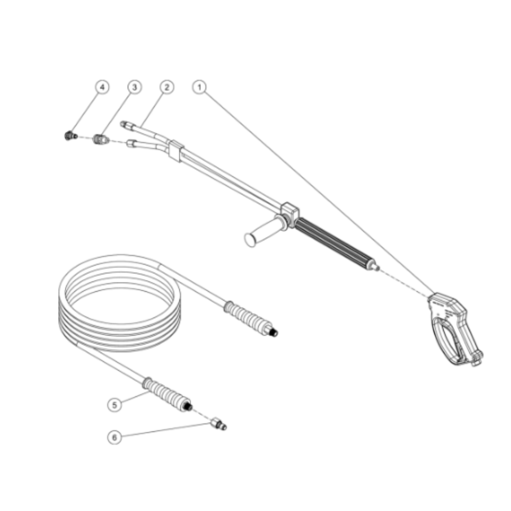 Gun/Wand/Hose Diagram and Parts List for HHS-1003-2E1G  Mi-T-M Pressure Washer