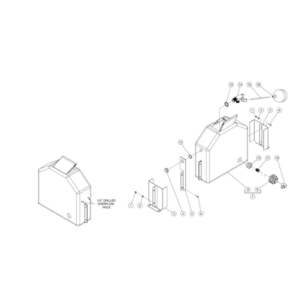 Float Tank Diagram and Parts List for HG-3004-3575  Mi-T-M Pressure Washer