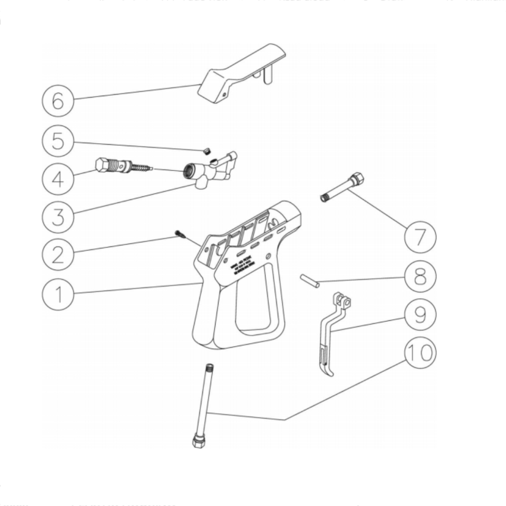 Gun Diagram and Parts List for HS-3505-1MGH  Mi-T-M Pressure Washer