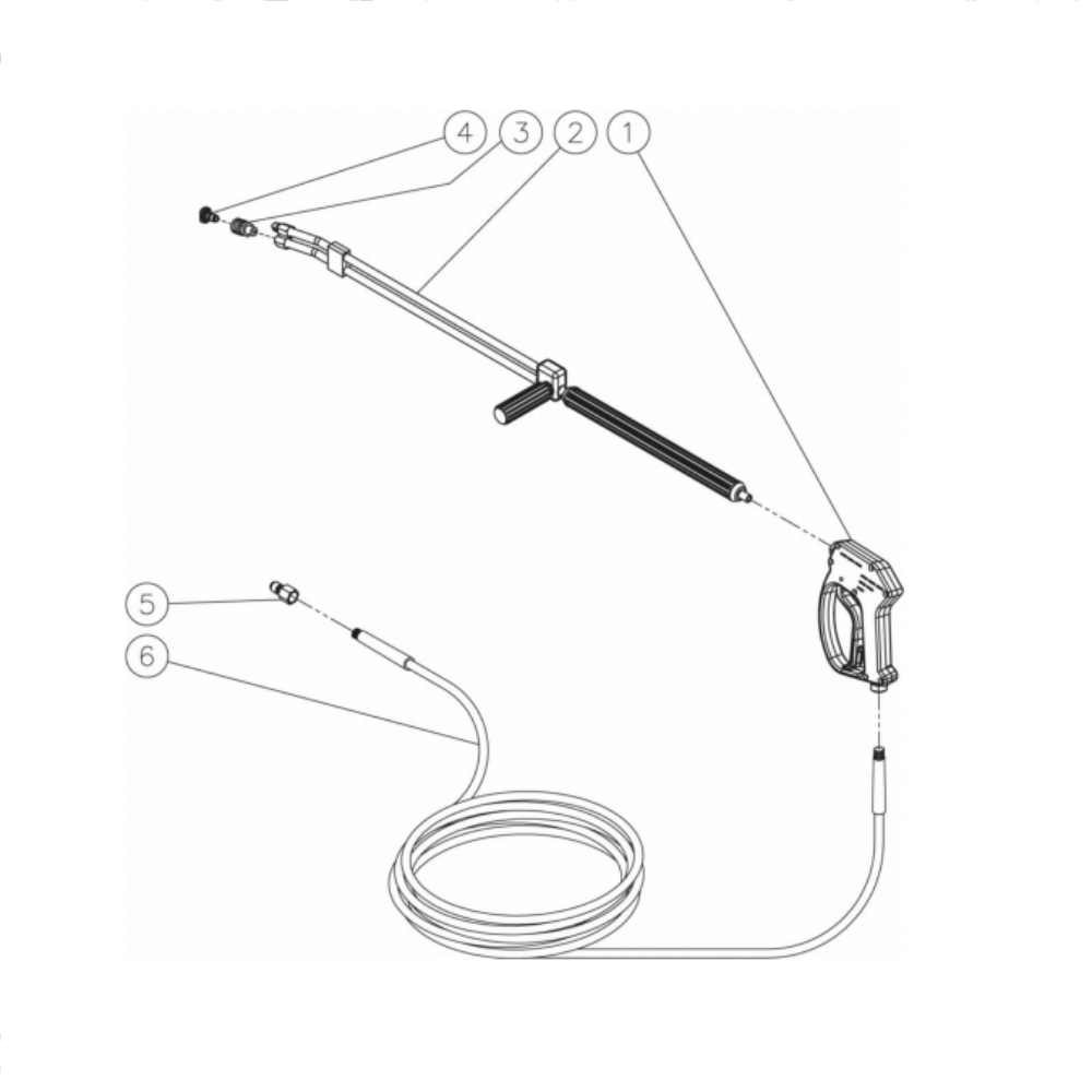 Gun/Wand/Hose Diagram and Parts List for HG-3004-3575  Mi-T-M Pressure Washer