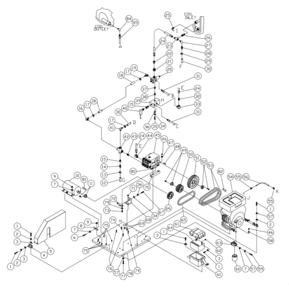 Motor/Pump Diagram and Parts List for HS-3005-CMV1GASOLINE-DIESEL  Mi-T-M Pressure Washer