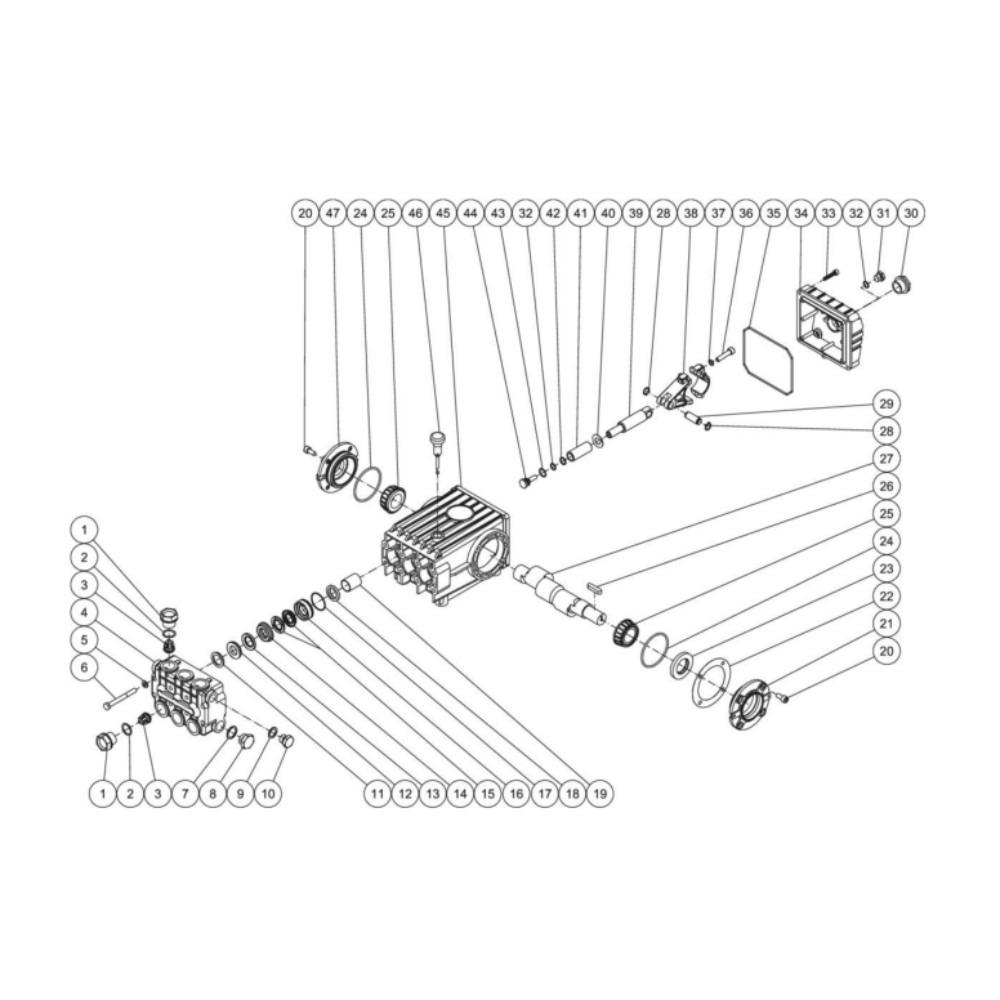 Pump Diagram and Parts List for HS-3505-0MDK  Mi-T-M Pressure Washer