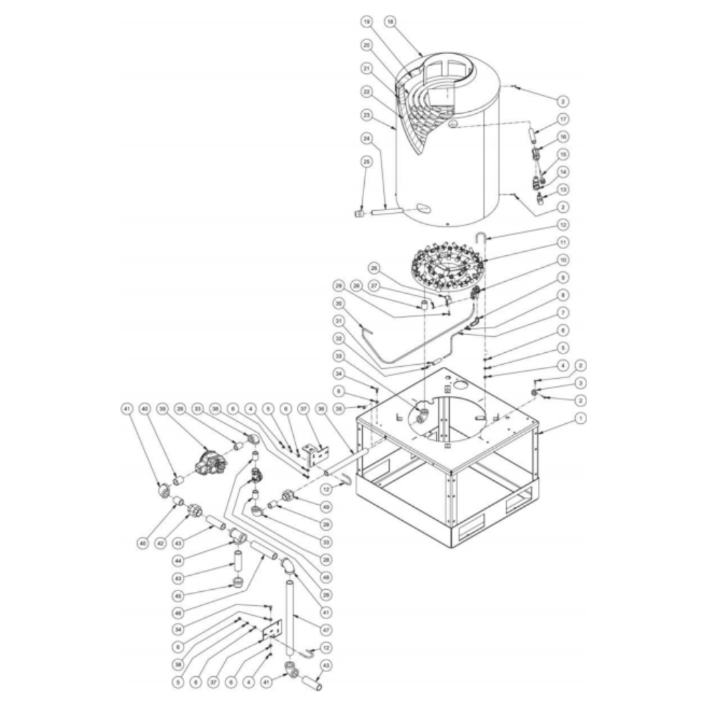 Burner Diagram and Parts List for HG-1805-1230  Mi-T-M Pressure Washer