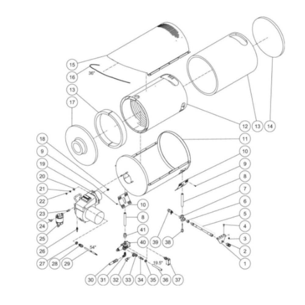 Heat Exchanger Diagram and Parts List for HDS-3505-0V6A  Mi-T-M Pressure Washer