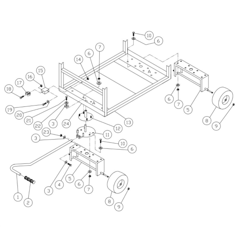Wheel Kit Diagram and Parts List for HS-3005-CMV2GASOLINE-DIESEL  Mi-T-M Pressure Washer
