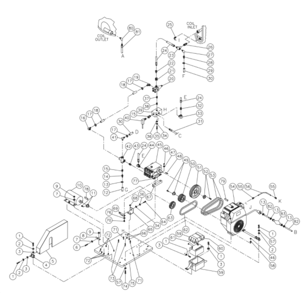 Motor/ Pump Diagram and Parts List for HS-3505-CMH1GASOLINE-DIESEL  Mi-T-M Pressure Washer
